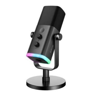 Microfone Dinâmico Gamer Fifine Am8 Xlr USB-C cabo de 2,5M Plug and Play 10 modos de luz RGB